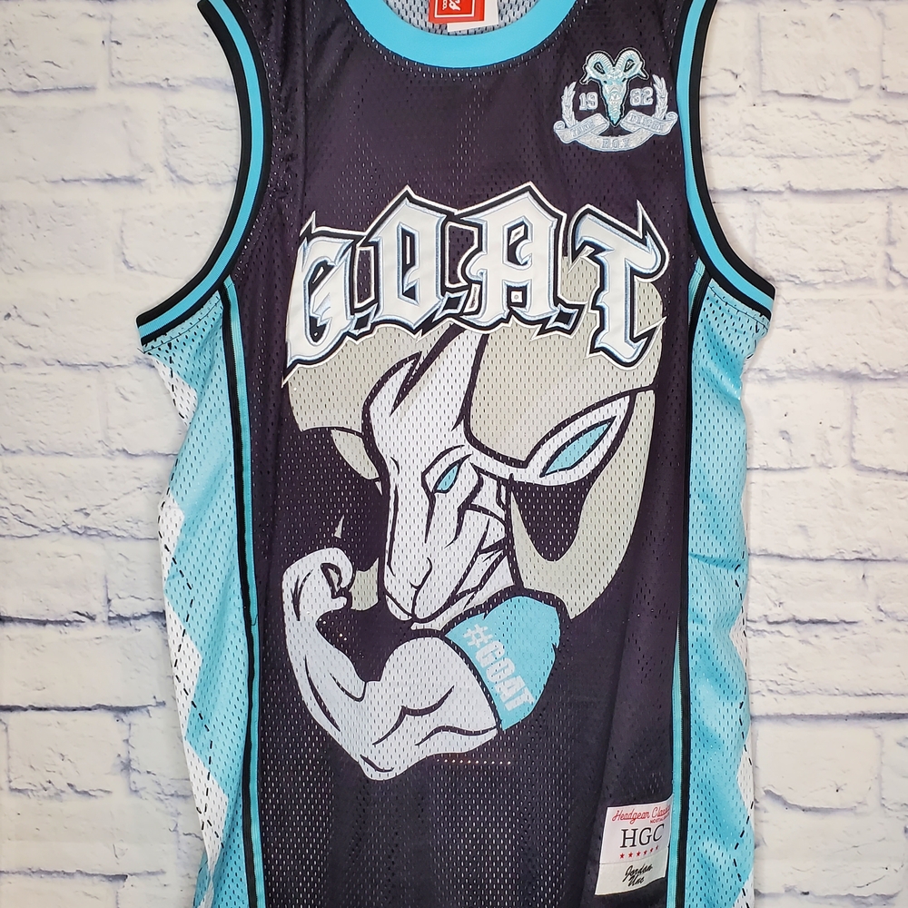 HGC Men's Black and Light Blue Graphic Jersey